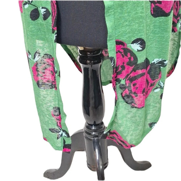 G by Giuliana Duster Topper Open Cardigan w/ pockets -Green Floral Medium PETITE - Picture 6 of 8